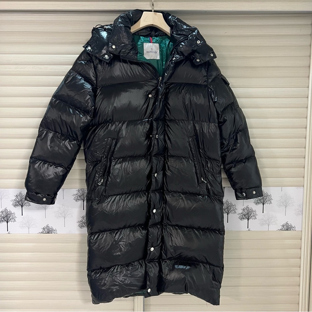Moncler Black Shiny Down Long Jacket